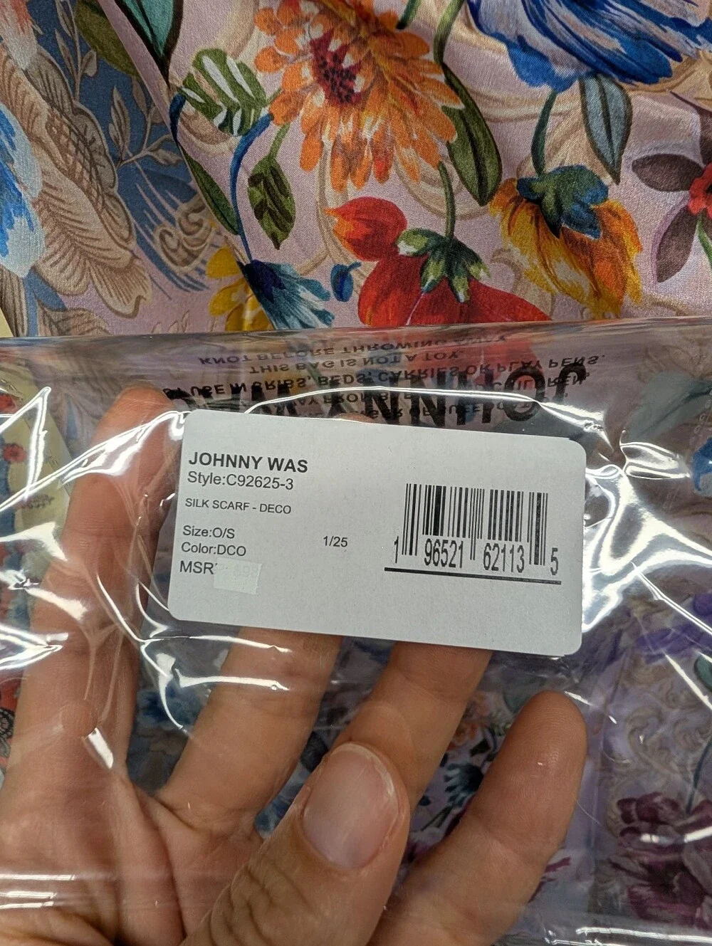 Johnny Was Floral Silk Satin Scarf Wrap - Deco Multicolor NWT